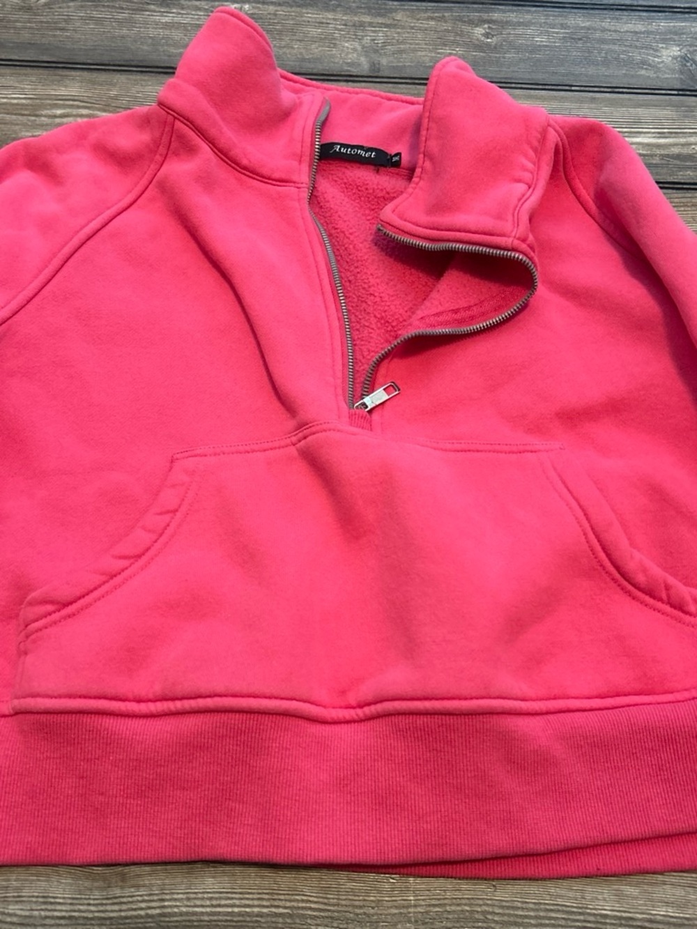 Women’s Hot Pink Quarter-Zip Fleece Pullover Sweatshirt
